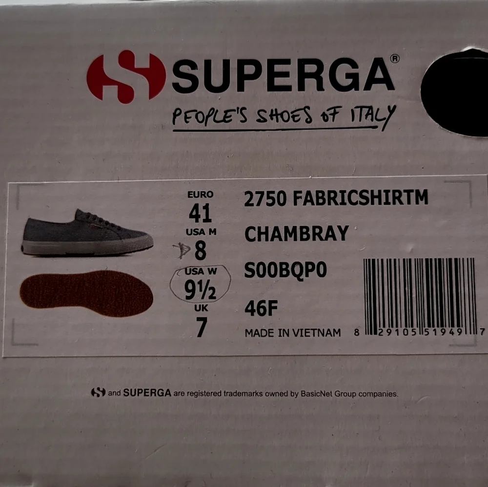 Superga 2750 Chambray Low Top Purple Size 9.5M